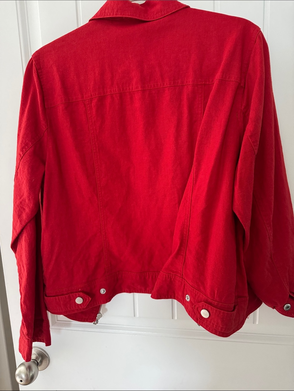 Rachel Zoe Vibrant Red Zip-Front Jean Jacket - Picture 3 of 4